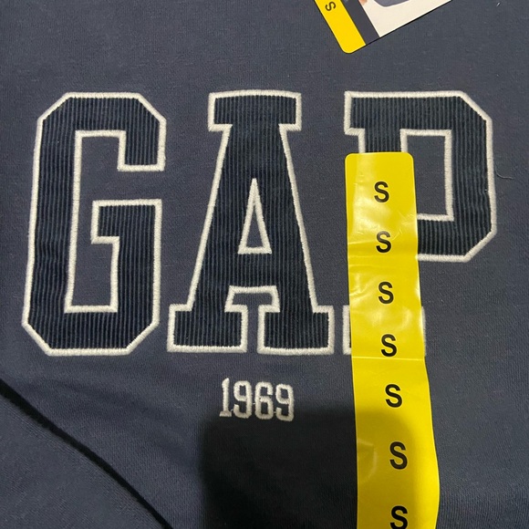 Gap Women’s Corduroy Logo Navy Fleece Crewneck Top Sz: S - Picture 9 of 9